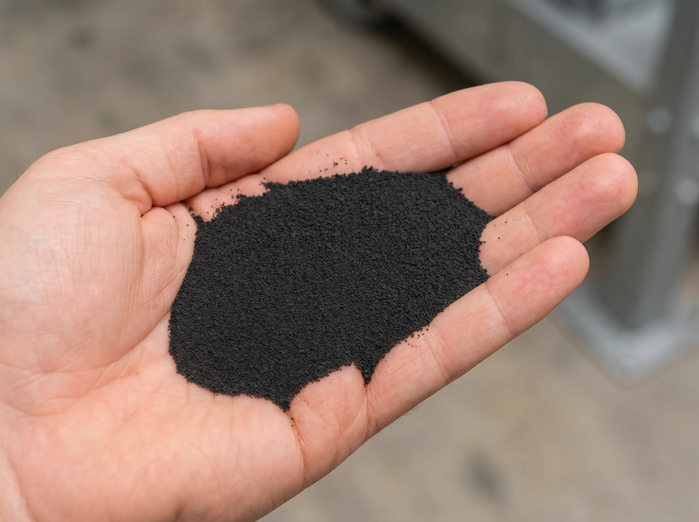 Pó de borracha reciclada com granulometria fina — WTO Ambiental